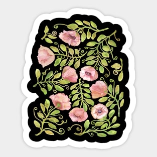 Pink Watercolor Poppies Sticker